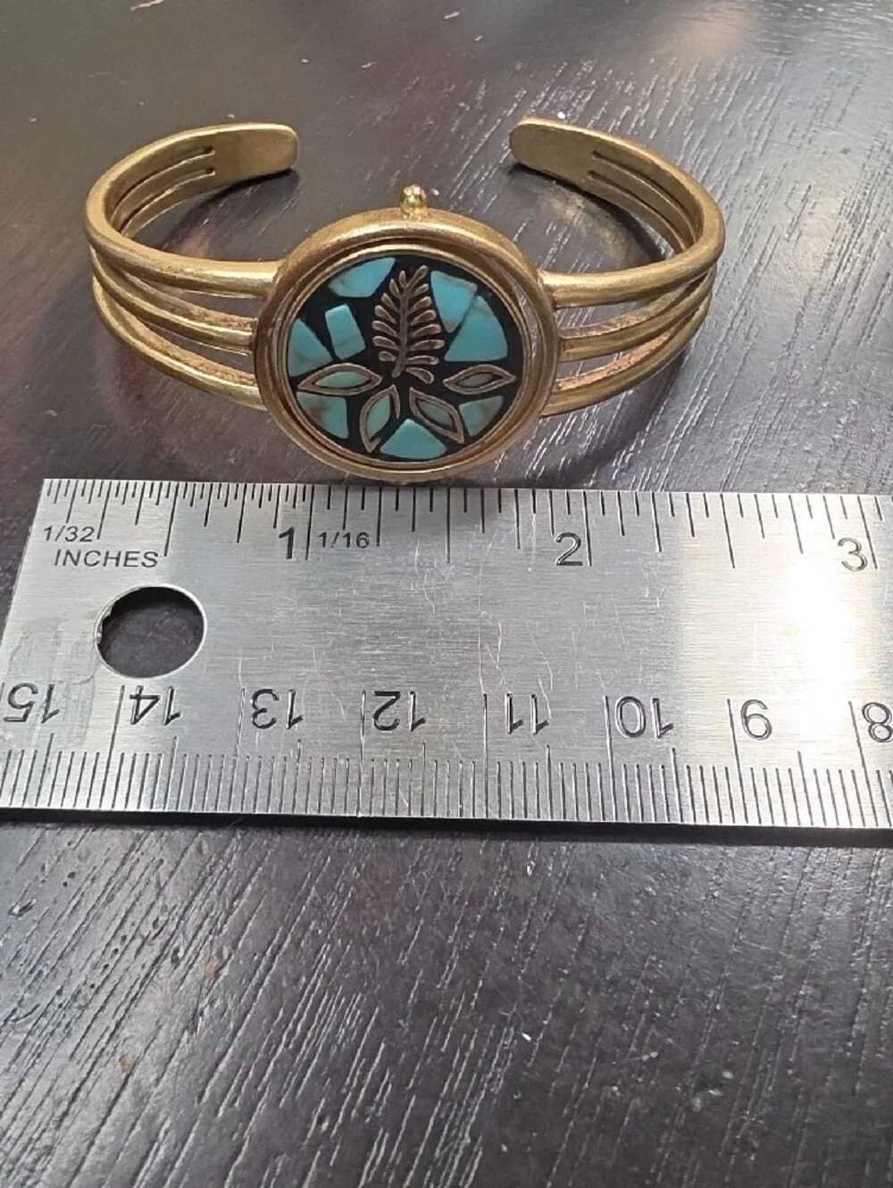 Lucky Brand Gold-Tone Cuff Bracelet with Turquoise Inlay